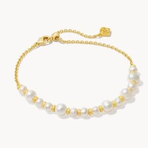 Kendra Scott Jovie Gold Beaded Delicate Chain
Bracelet in White Pearl - NWT